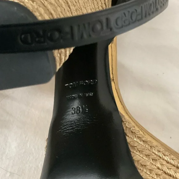 Tom Ford Gold and Black Strappy Heels size 38.5 - Picture 7 of 12